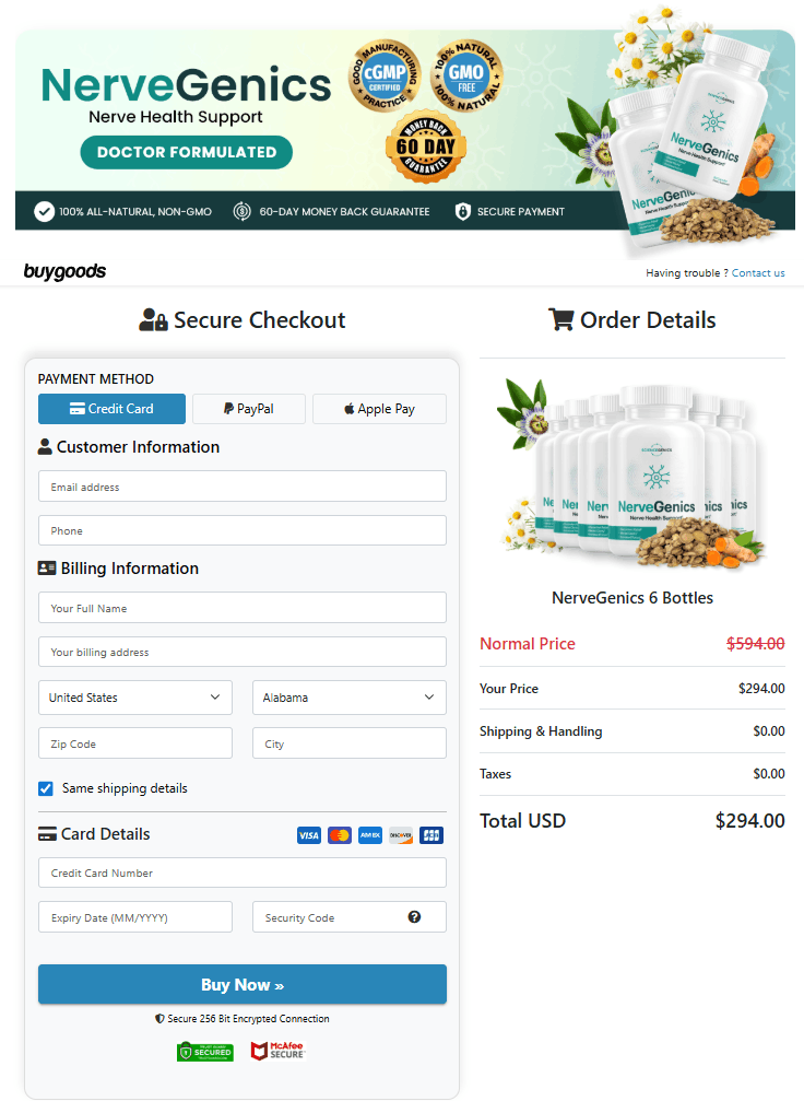 NerveGenics order form